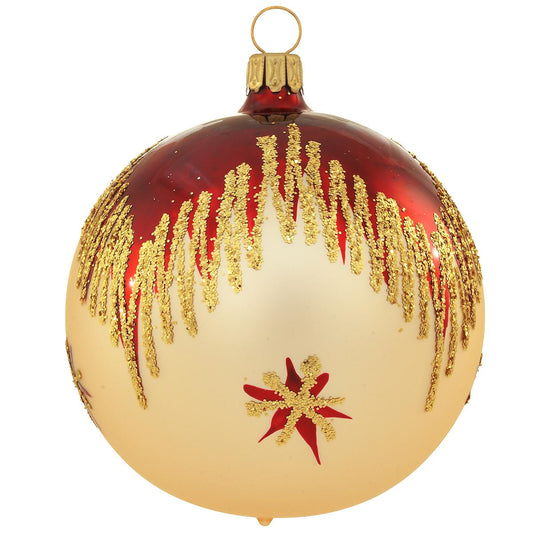 Champagne With Bordo And Gold Top Glass Ornament